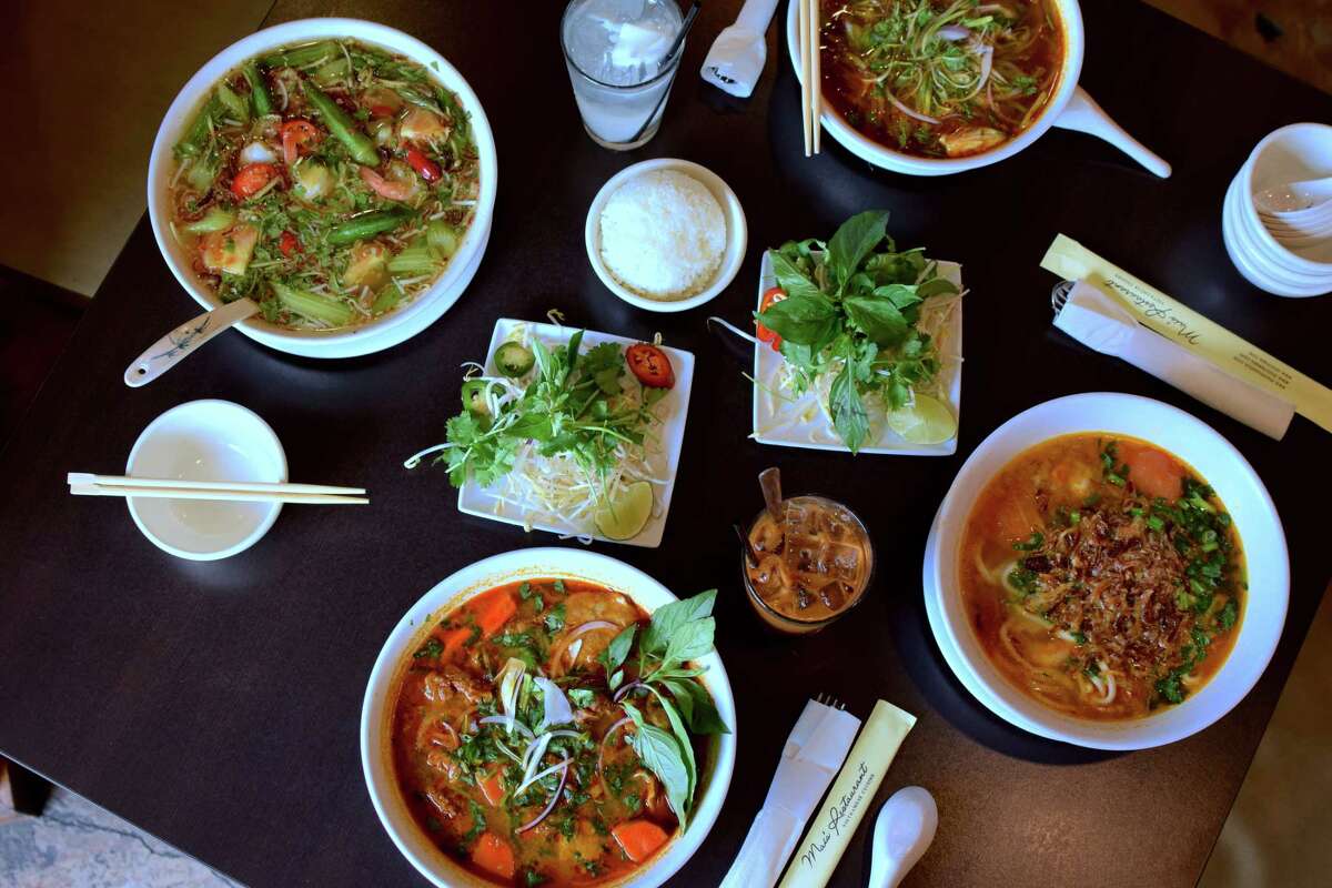 Various Vietnamese noodle soups at Mai's Restaurant in Houston