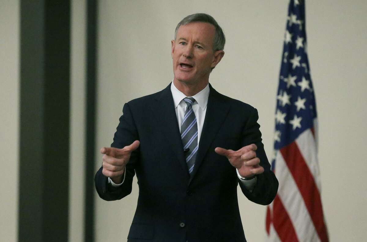 The process for replacing University of Texas System Chancellor William McRaven, shown here speaking Jan. 10 at Joint Base San Antonio-Lackland, should be transparent.