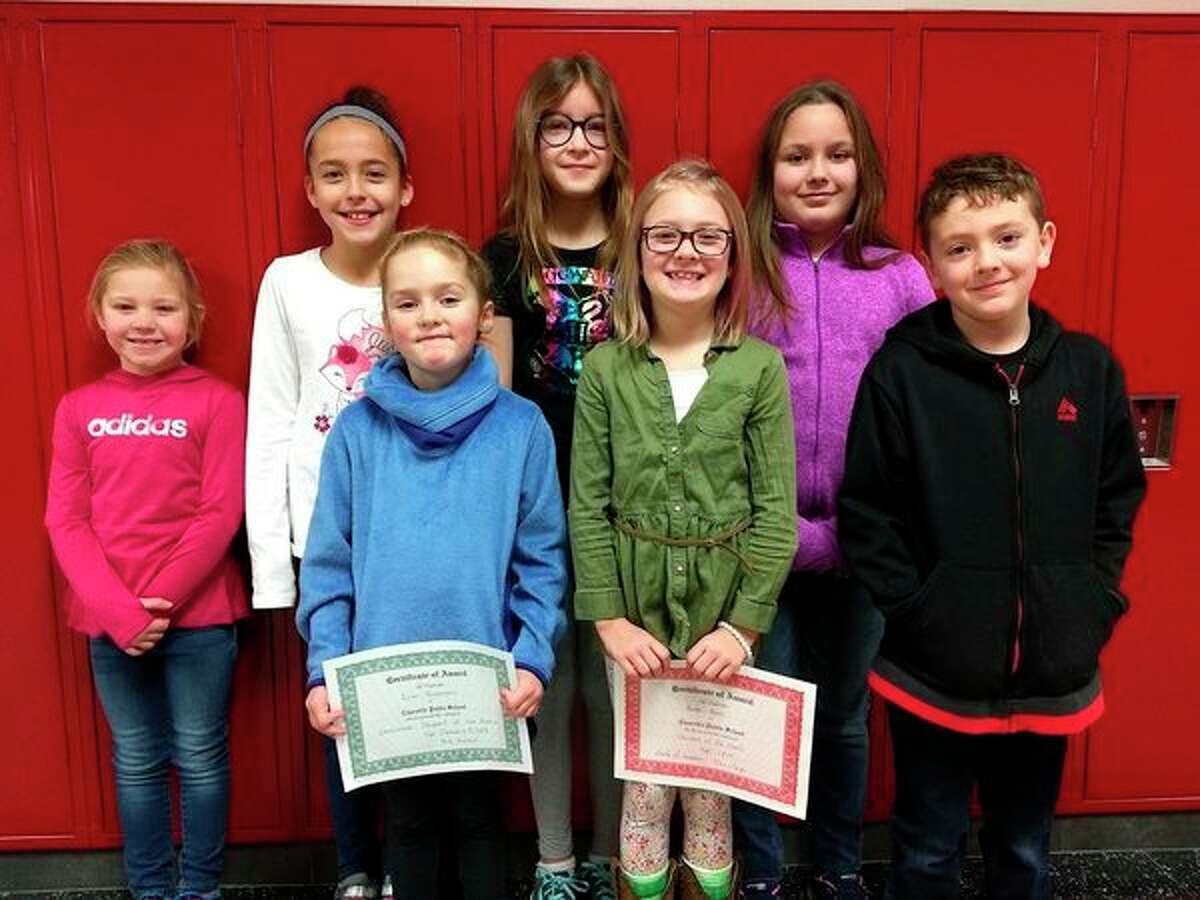 (From left): Kendall Hackbarth kindergarten; Makenzie Lapka, 4th grade; Anna Pike, 5th grade; Lilyann Dow, 3rd grade; Erin Brannan, 1st grade; Hunter Pedery, 2nd grade; and Leo Swoffer, 2nd grade. (Submitted Photo)
