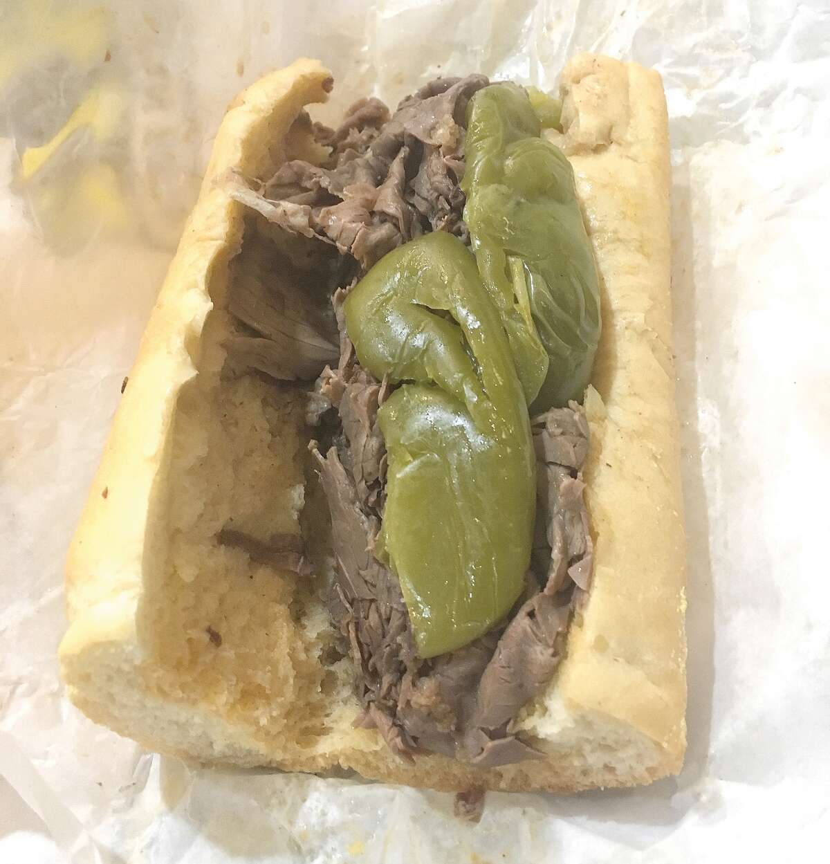 The regular beef served dry with sweet peppers at Al’s Italian Beef.