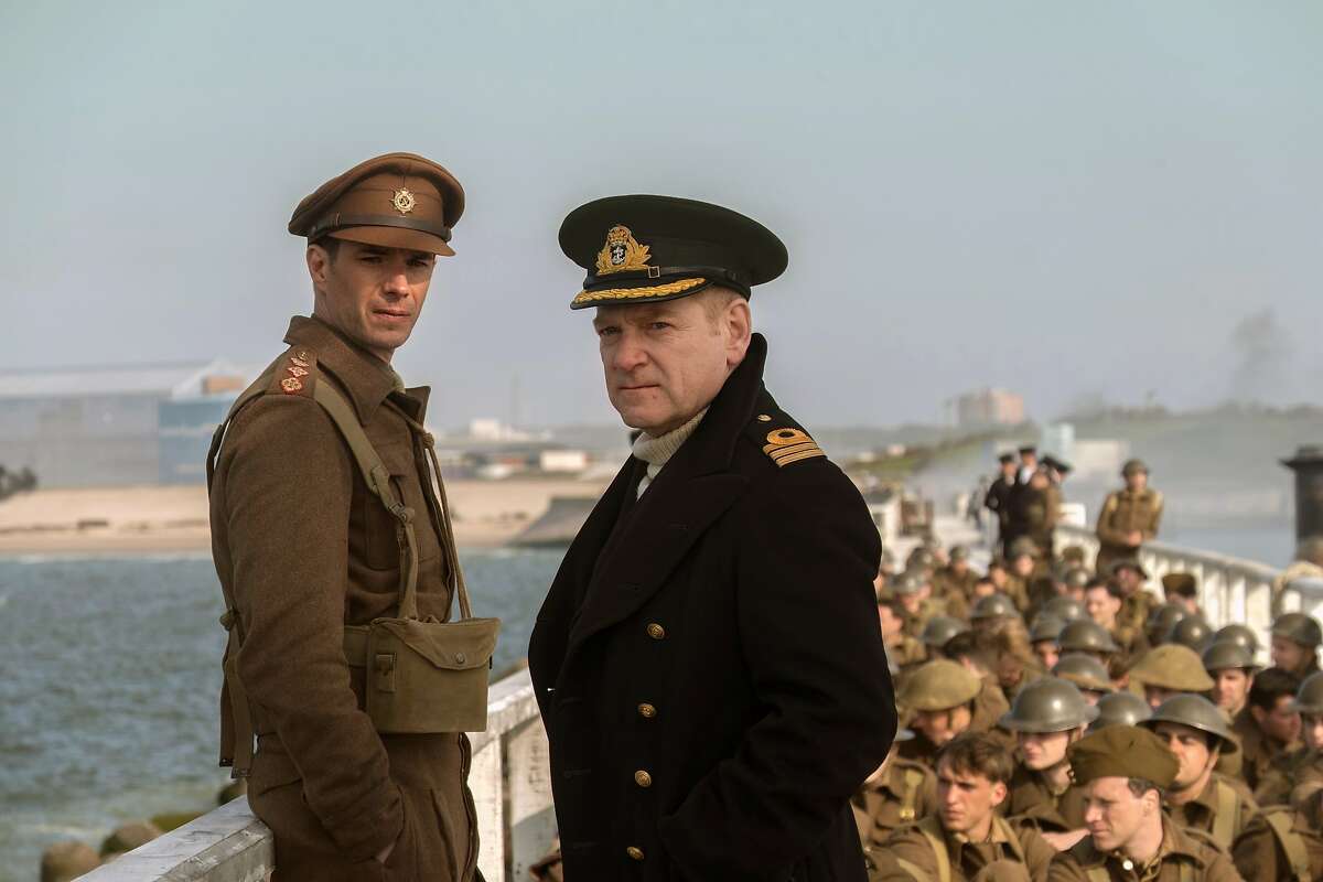 This image released by Warner Bros. Pictures shows James D'Arcy, left, and Kenneth Branagh in a scene from "Dunkirk." (Melissa Sue Gordon/Warner Bros. Pictures via AP)