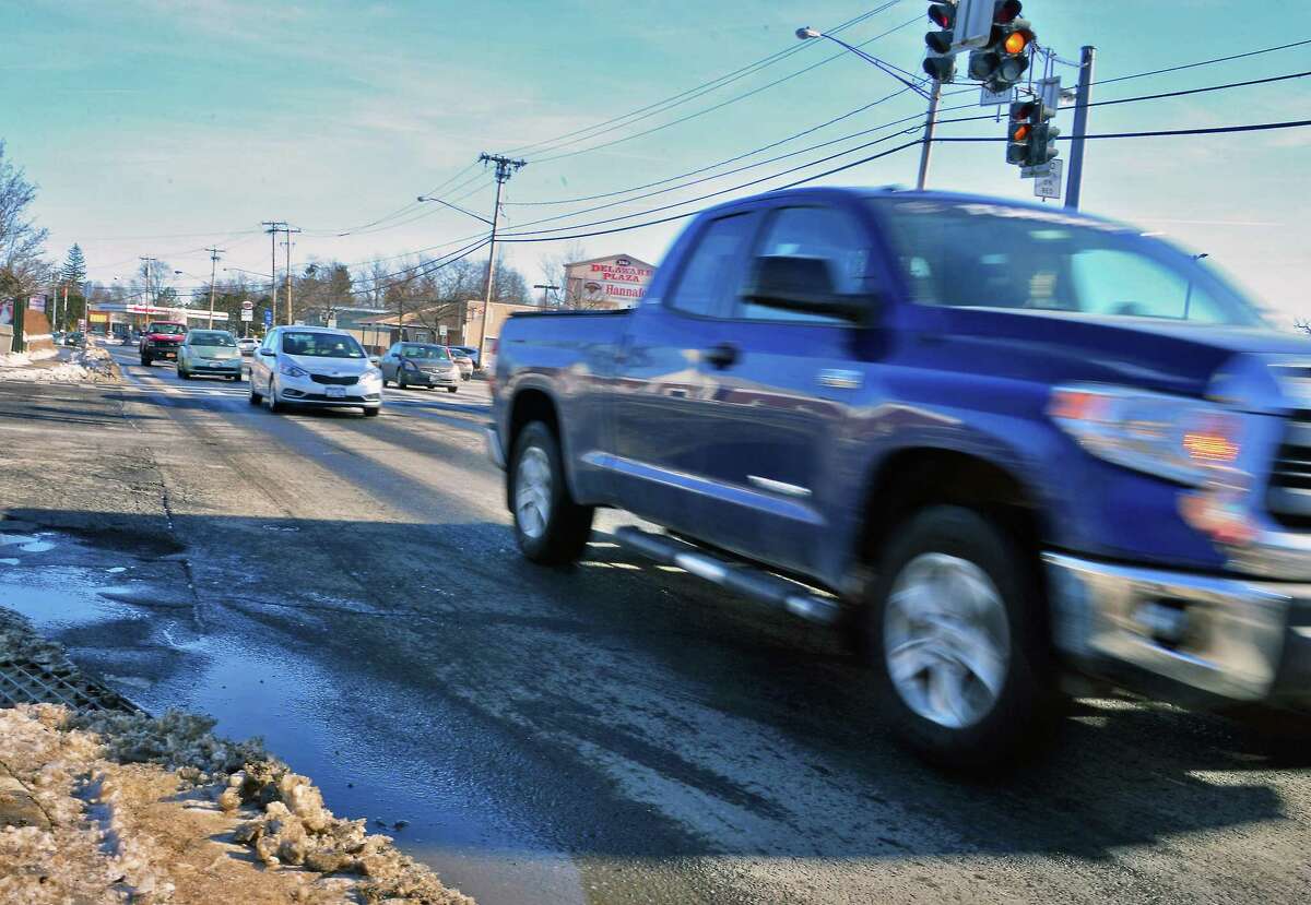 Traffic pours through the the four lane portion of Delaware Avenue Wednesday Jan. 10, 2018 in Bethlehem, NY. (John Carl D'Annibale/Times Union)