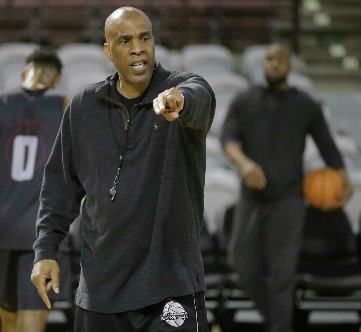 Mike Davis, Texas Southern University basketball head coach, is shown during practice at TSU Wednesday, Nov. 8, 2017, in Houston. ( Melissa Phillip / Houston Chronicle )
