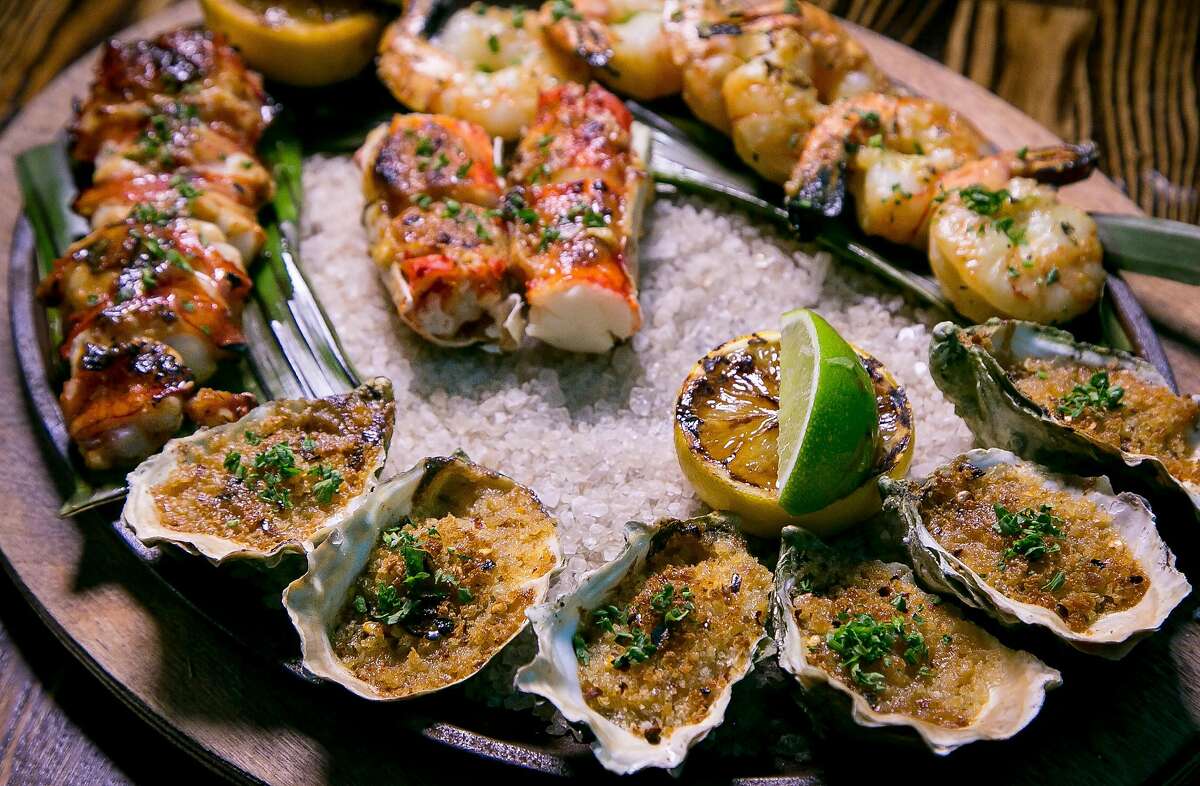 The Charcoal-Grilled Shellfish platter at International Smoke in San Francisco, Calif. is seen on January 6th, 2018.