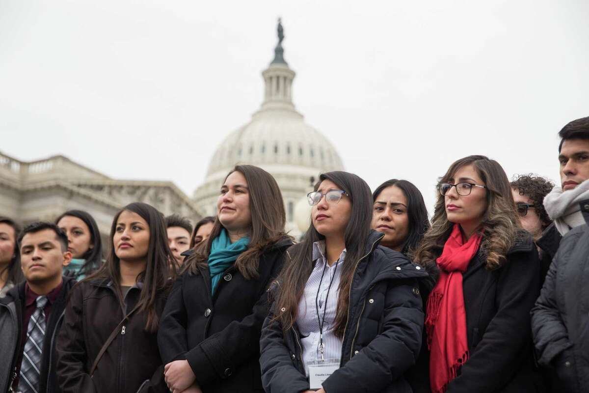 FILE Ã©?‘ A group of young undocumented immigrants known as Dreamers at a rally outside the U.S. Capitol in Washington, Jan. 10, 2018. Some Republican claims about the Deferred Action for Childhood Arrivals policy exacerbating Ã©?’chain migrationÃ©?“ have been overstated. (Erin Schaff/The New York Times)