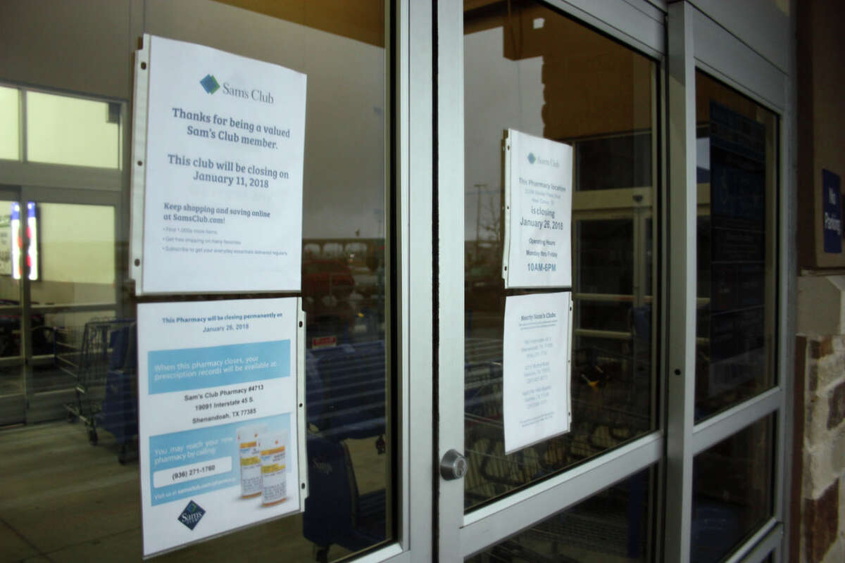 Notices were placed on the shuttered doors of 63 Sam's Club stores in the U.S. Thursday morning. The Sam's Club in New Caney was among those closed.