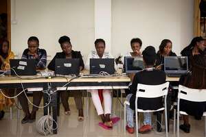 Students at the Akilah Institute on 17 Nov 2017 in Kigali, Rwanda. Akilah Institute is a non-profit college for women in Kigali, Rwanda. It is the first college for women in the country. The Institute offers three-year diplomas in entrepreneurship, hospitality management, and information systems.