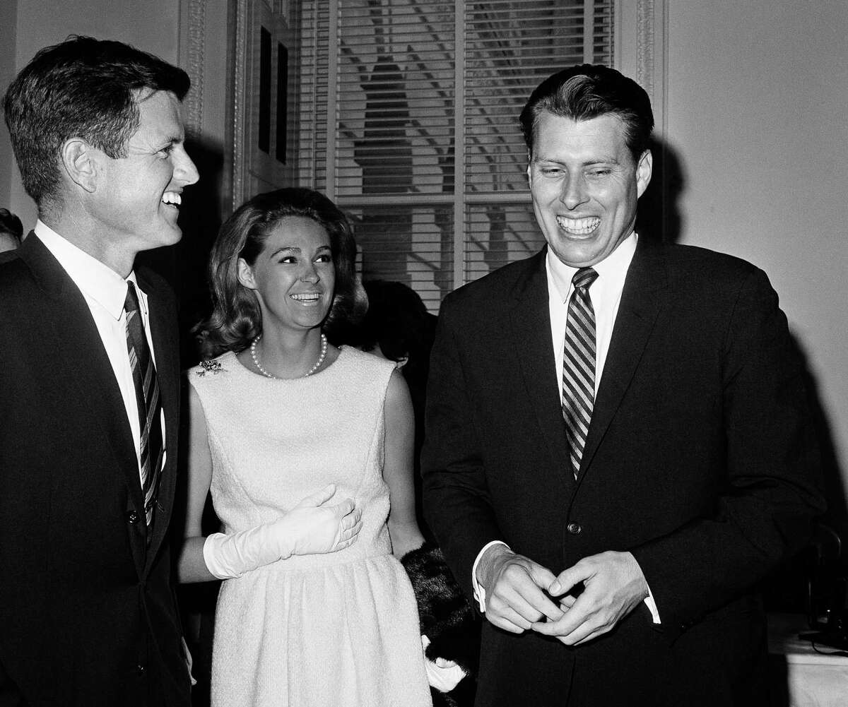John Tunney (right) shares a light-hearted moment with his former college roomate, Sen. Ted Kennedy, who remained a good friend. His campaign for a California seat in the U.S. Senate became the basis for the 1972 Robert Redford film “The Candidate.”