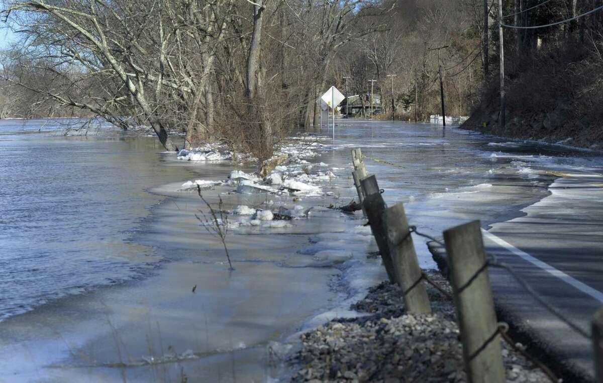 A massive ice jam and flooding has closed Route 7, from Route 341 to Bulls Bridge in Kent Sunday, January 14, 2018.