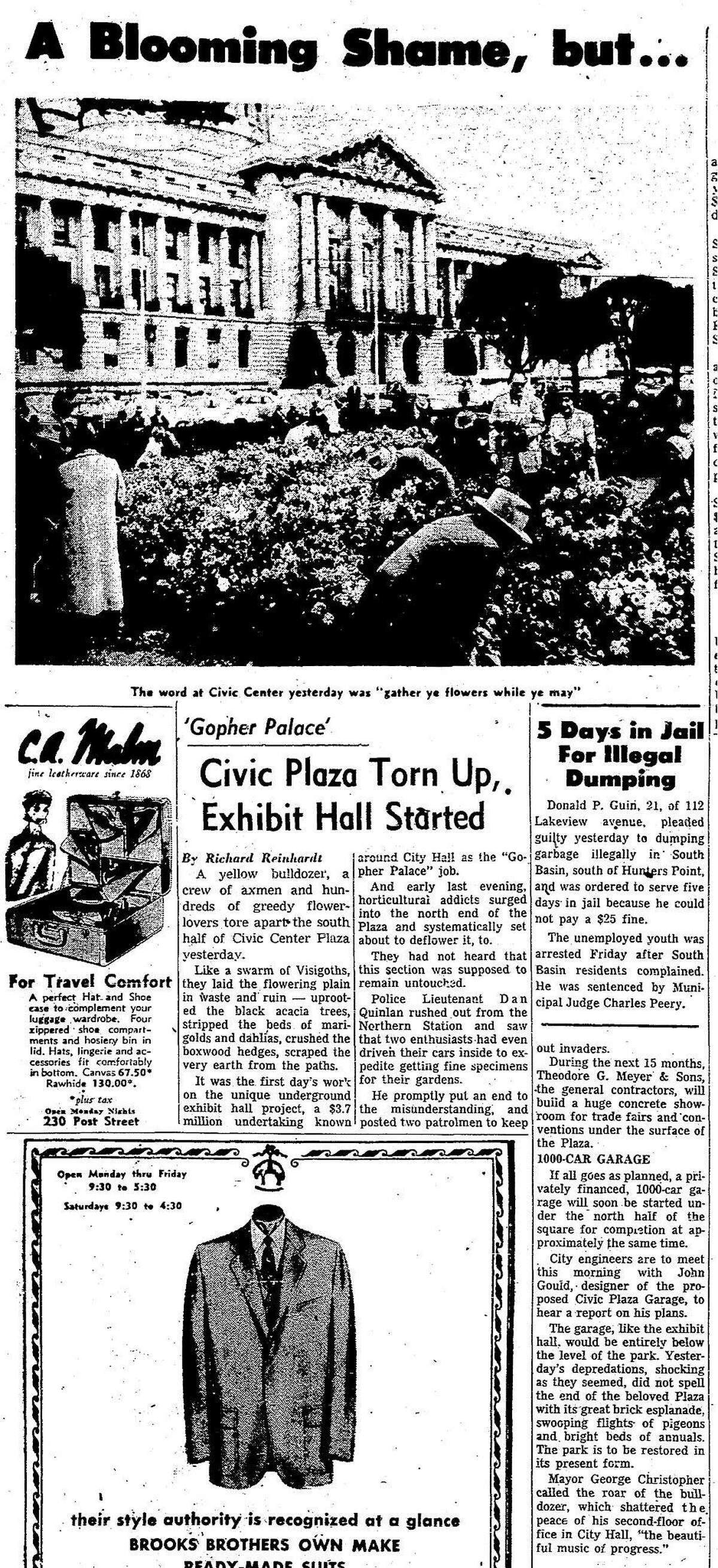 A September 18, 1956 Chronicle article on the beginning of construction at the Mole Hall site, future home of Brooks Hall