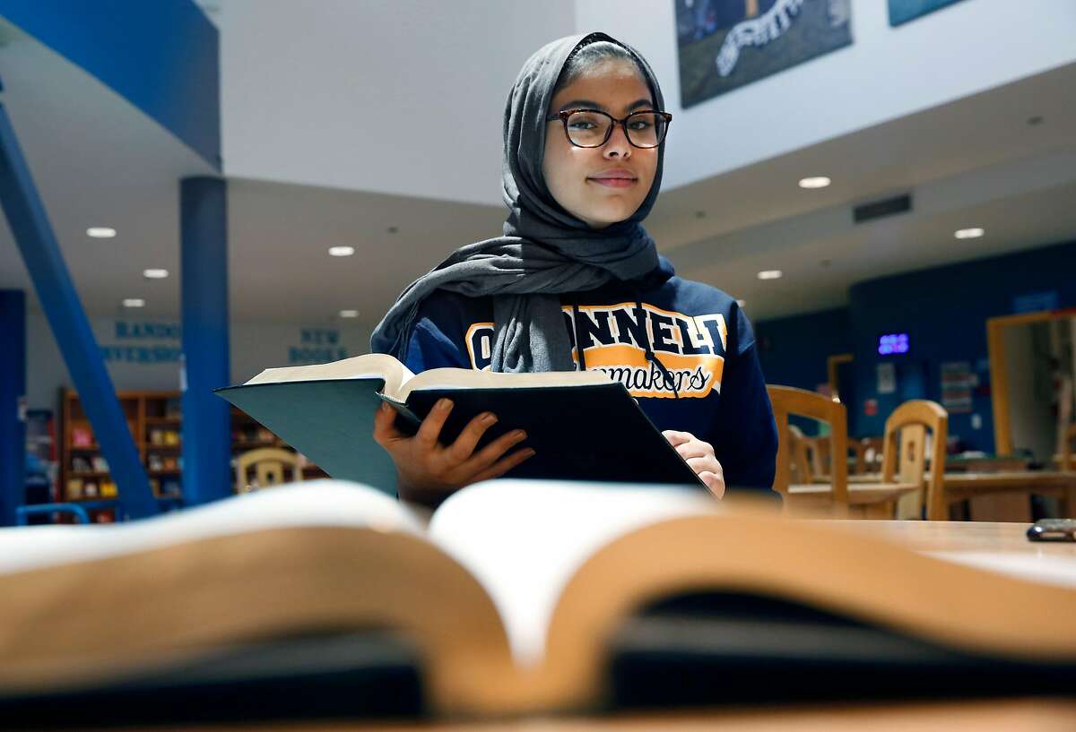 Nour Aissaoui at John O'Connell High school in San Francisco, Ca., on Tuesday December 19, 2017. Aissaoui has earned a full scholarship to Princeton.