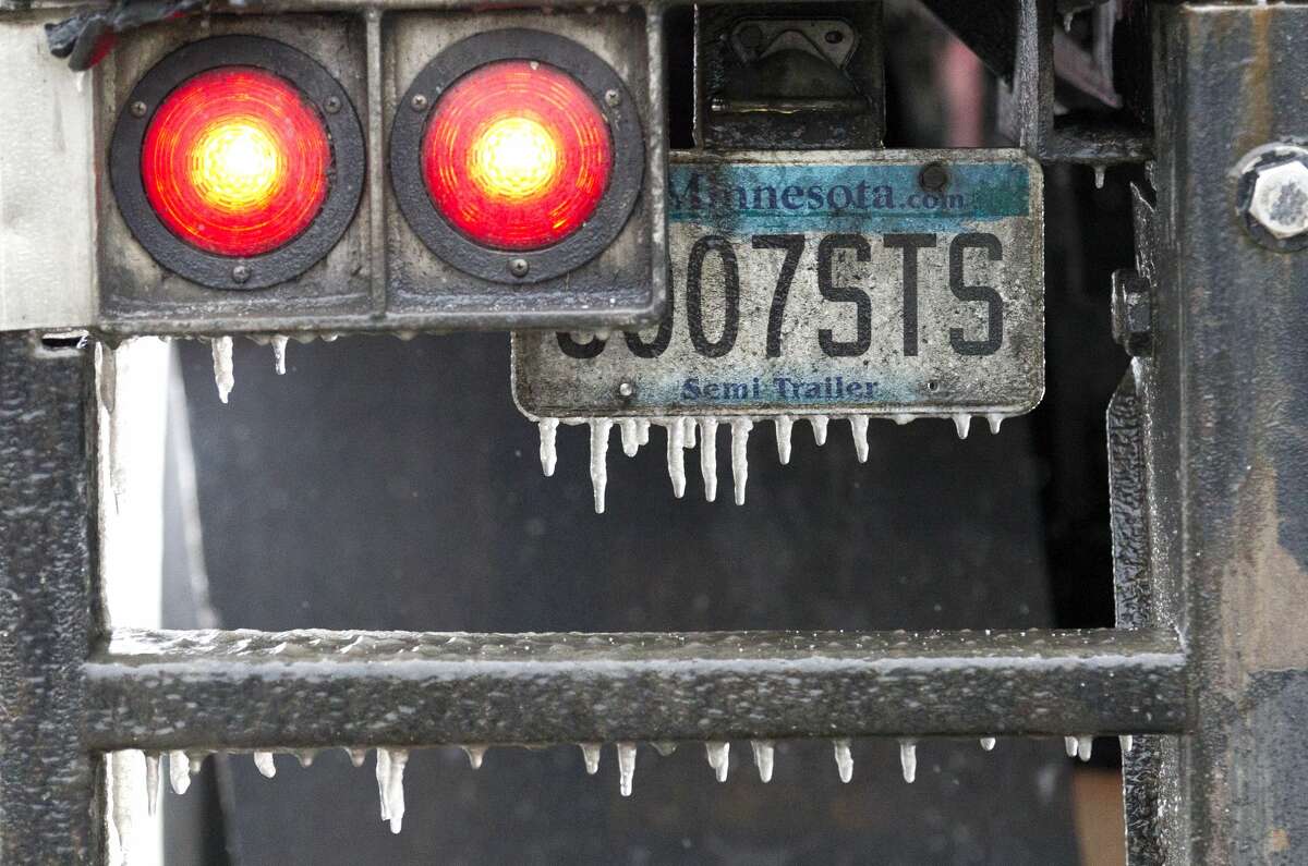 Icicles hand on an 18-wheeler as residents woke up to the effects of a winter storm that brought freezing rain and ice through Montgomery County, Tuesday, Jan. 16, 2018. The National Weather Service issued a Winter Storm Warning for southeast Texas until midnight Wednesday.