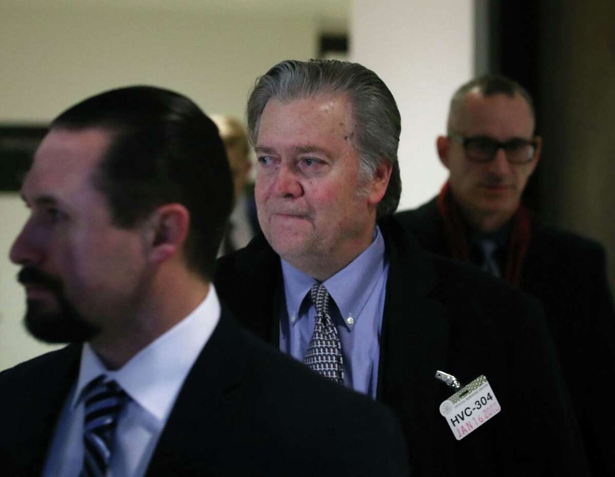 Steve Bannon, former advisor to President Trump, arrives at a House Intelligence Committee closed door meeting, on January 16, 2018 in Washington, DC. The committee is investigating alleged Russian interference in the 2016 U.S. presidential election.