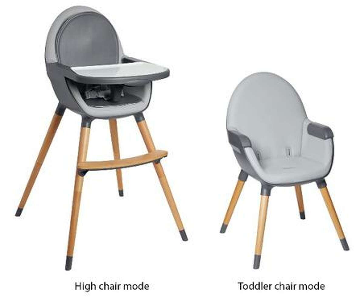 Skip Hop is recalling about 7,900 Tuo Convertible High Chairs in the United States because front legs on the high chair can detach from the seat, posing fall and injury hazards. Photo courtesy of the Consumer Product Safety Commission.