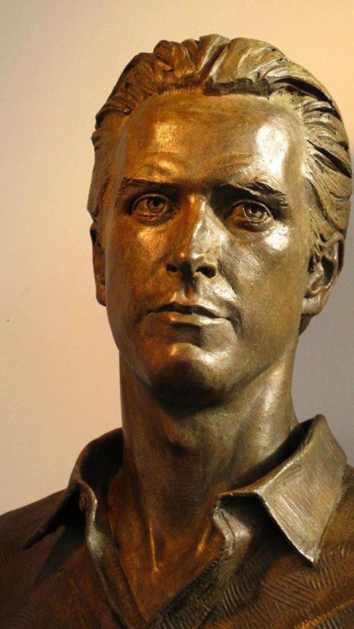 The bronze cast of the bust of former Mayor Gavin Newsom by Bruce Wolfe. The bust is an intended gift to the City by ArtCare, a nonprofit organization.