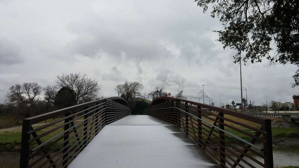 In this undated file photo, a pedestrian bridge at Memorial Park in north Pasadena is shown. 