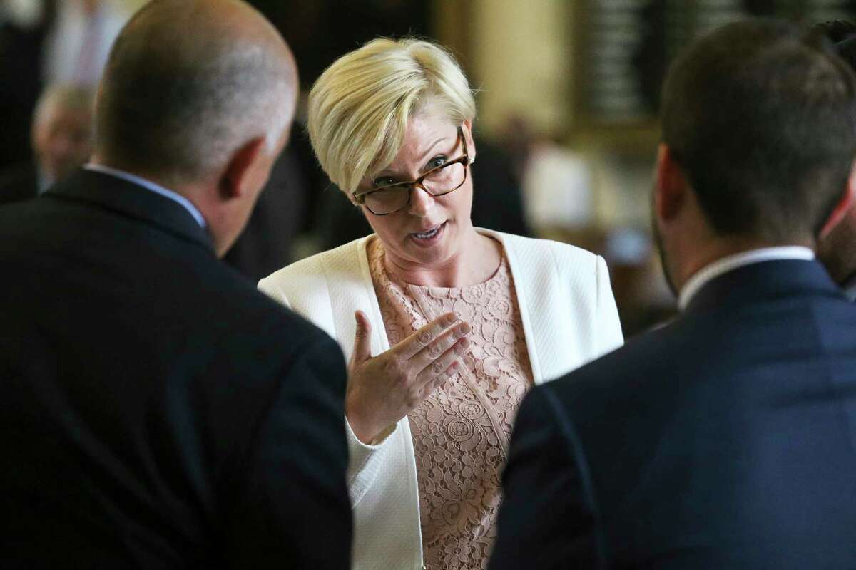 Rep. Sarah Davis, R-Houston, debates at the Capitol during the special session in August. She says her district includes Republicans concerned mostly with business issues, not social issues. Davis fears that narrowing the definition of what it means to be a Republican could alienate people.