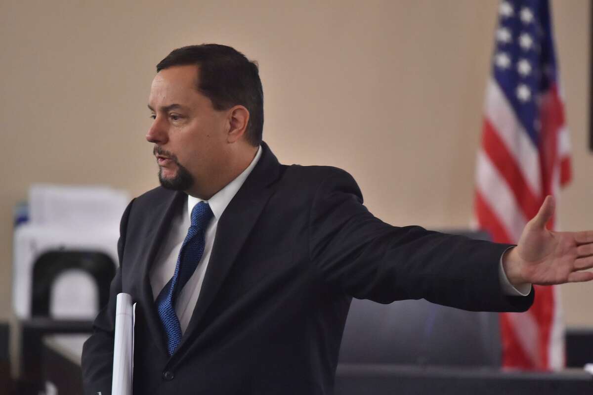 Defense attorney Kenneth Baker makes his opening statement in the dangeous dog trial of Stanyelle Miles-McCloud and Alphonso McCloud. Court records show that Miles-McCloud and her then-husband, Alphonso A. McCloud, were warned several times by Animal Control Services after an elderly woman complained that the couple could not keep the dog, a pit bull mix, in their yard. On March 6, 2017, The dog got out, went to the woman's house and attacked her so viciously that her left arm was severed below the elbow.