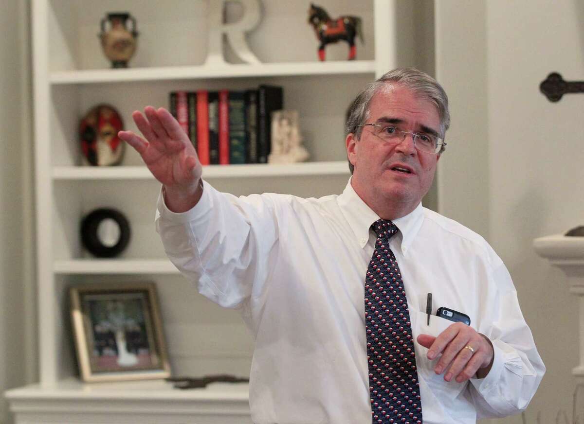 U. S. Rep. John Culberson speaks with constituents during a campaign event at a private residence, Sunday, Feb. 21, 2016, in Houston. Culberson spoke at length about a controversial plan to build low-income housing near the neighborhood. ( Jon Shapley / Houston Chronicle )