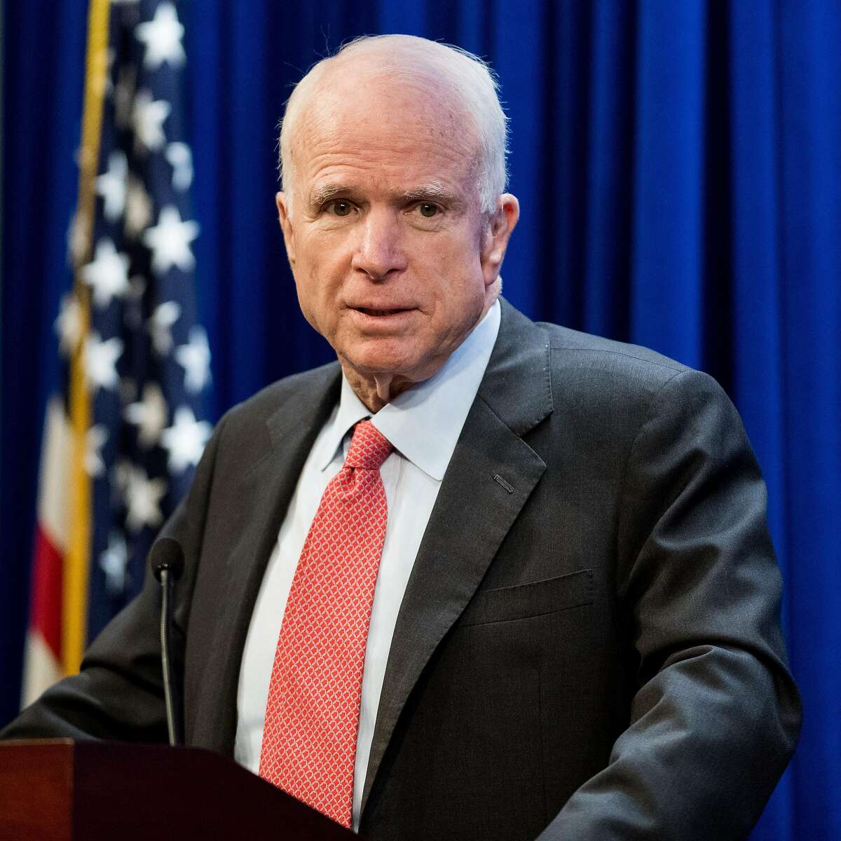 Sen. John McCain on July 11, 2017, at the Heritage Foundation in Washington, D.C. (Michael Brochstein/Sipa USA/TNS)