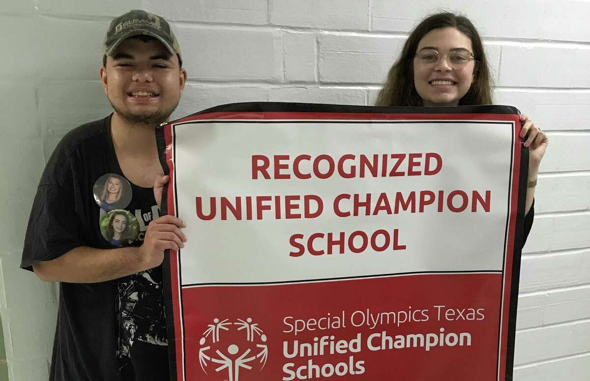 Dominic Cavazos, 18, and Carrie Mullins, 17, are old friends and co-presidents of a club at Alamo Heights High School that was key to the school’s integration of disabled students with their peers. It became the first in Texas to be named a Recognized Unified Champion School under a national competition affiliated with the Special Olympics.