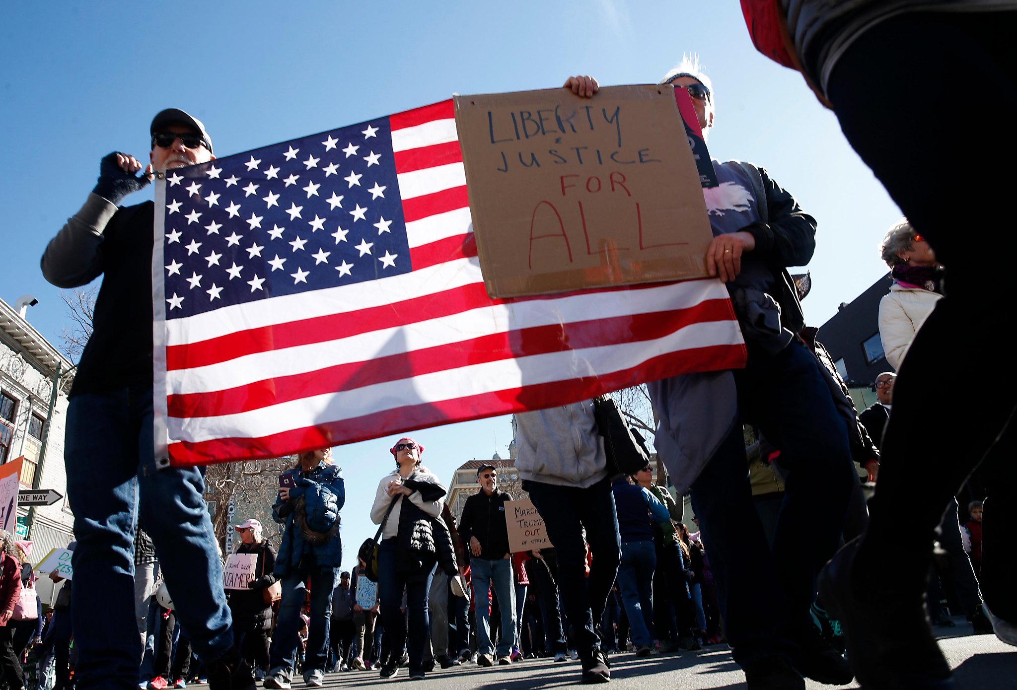 Hundreds rally against Trump at S.F. Women's March: 'We're all in