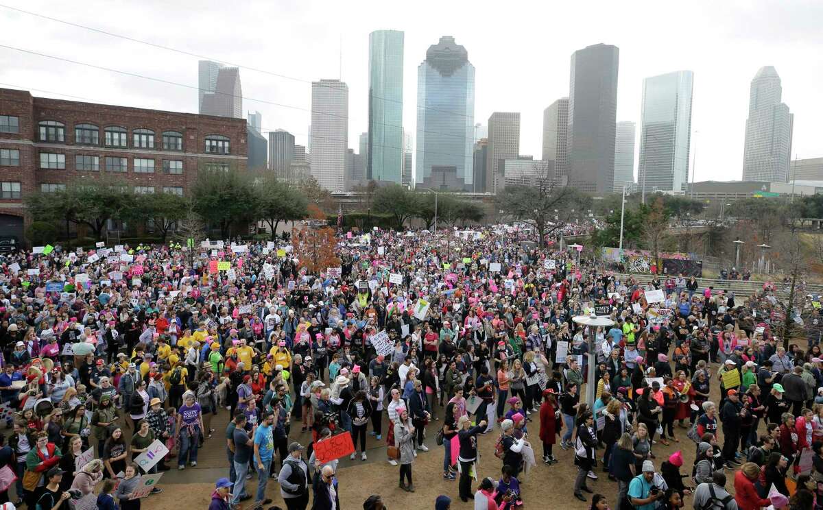 Roughly 20,000 people participated in the 2018 Houston women's march.