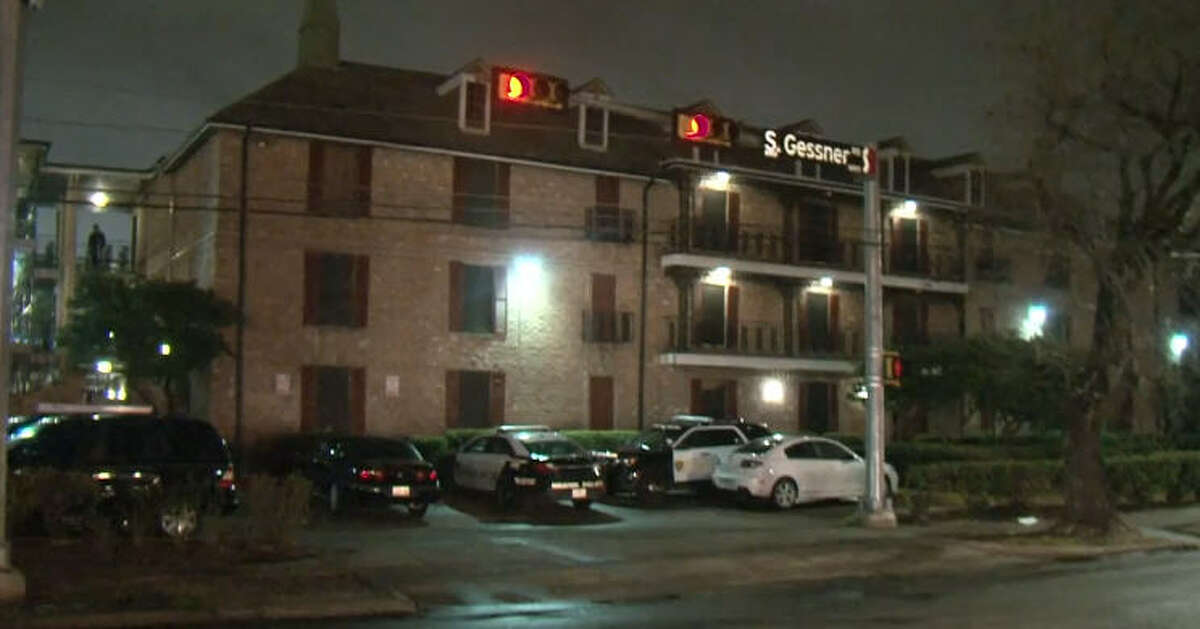 A man was shot repeatedly on a Houston balcony late Saturday.