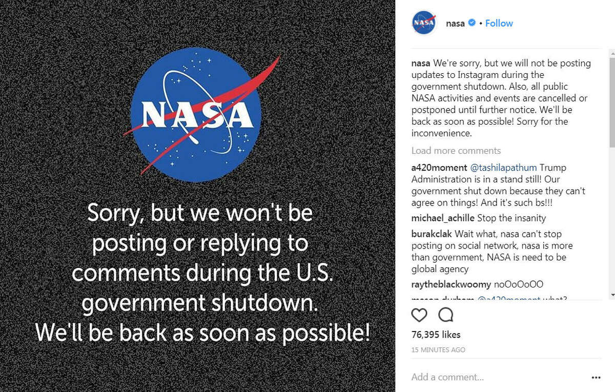 The government shutdown has taken NASA with it and the isn't happy