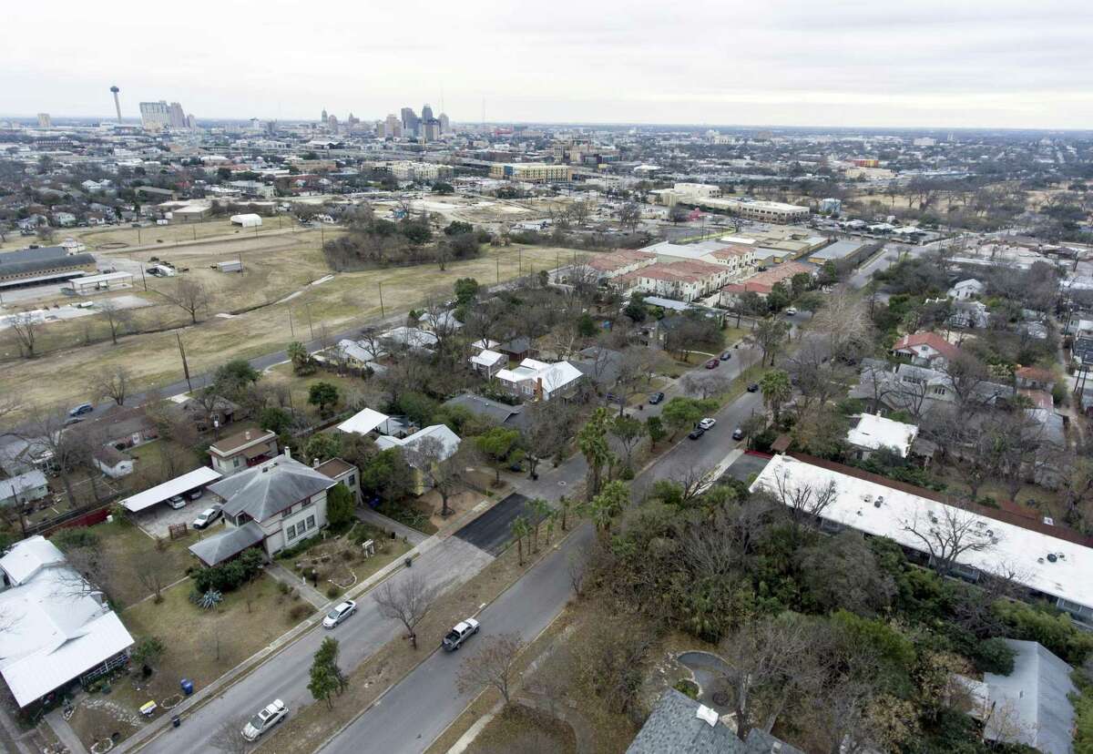 Downtown San Antonio, left background, can be seen Thursday, Jan. 18, 2018 from above the Westfort area of San Antonio. The neighborhood is loosely bounded by Ft. Sam Houston to the east, Broadway to the West, Brackenridge Avenue to the north and Cunningham Avenue to the south.
