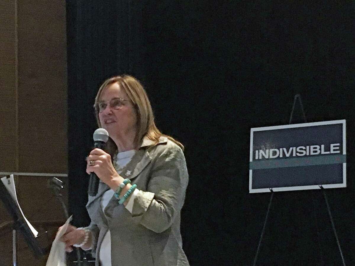 Connecticut Secretary of State Denise Merrill addressed Indivisible Greenwich about voting impediments on January 2018. 