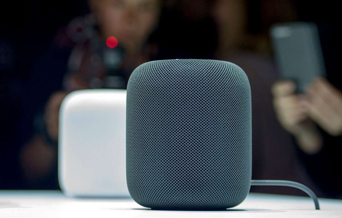 (FILES) This file photo taken on June 5, 2017 shows the New Apple HomePod smart speaker on display during Apple's Worldwide Developers Conference in San Jose, California. Apple said November 17, 2017 it was delaying until early next year the release of its HomePod speaker set to compete with Amazon's Alexa-powered devices and Google Home as a smart home and music hub.The delay means Apple will miss the key holiday shopping season in the fast-growing segment of connected speakers. / AFP PHOTO / Josh EdelsonJOSH EDELSON/AFP/Getty Images