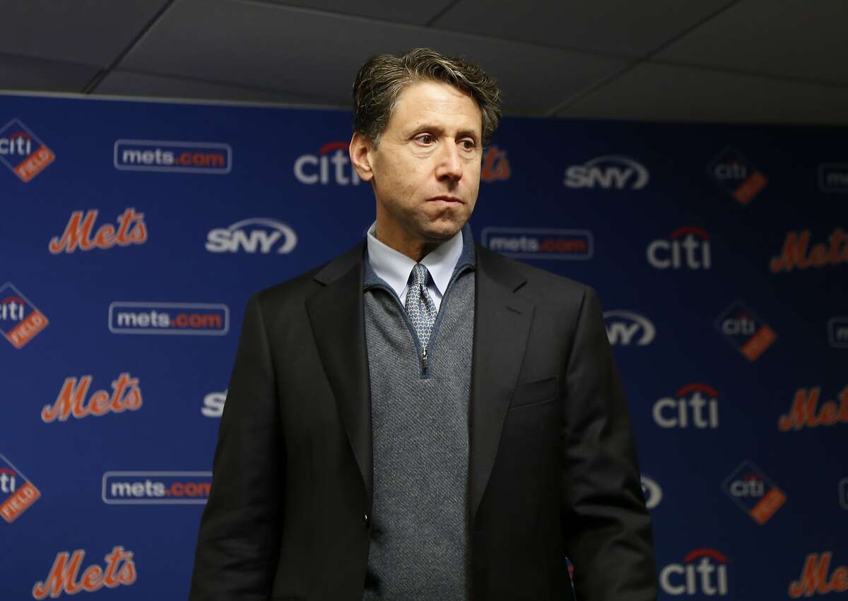 The New York Mets' COO Jeff Wilpon participates in a news conference at Citi Field in New York, Wednesday, Jan. 17, 2018. Jay Bruce and the New York Mets have finalized a $39 million, three-year deal to bring his big bat back to Queens. (AP Photo/Seth Wenig)