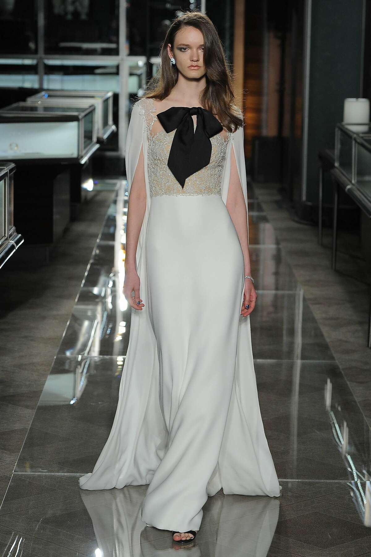 Bridal looks with black accents by Reem Acra.
