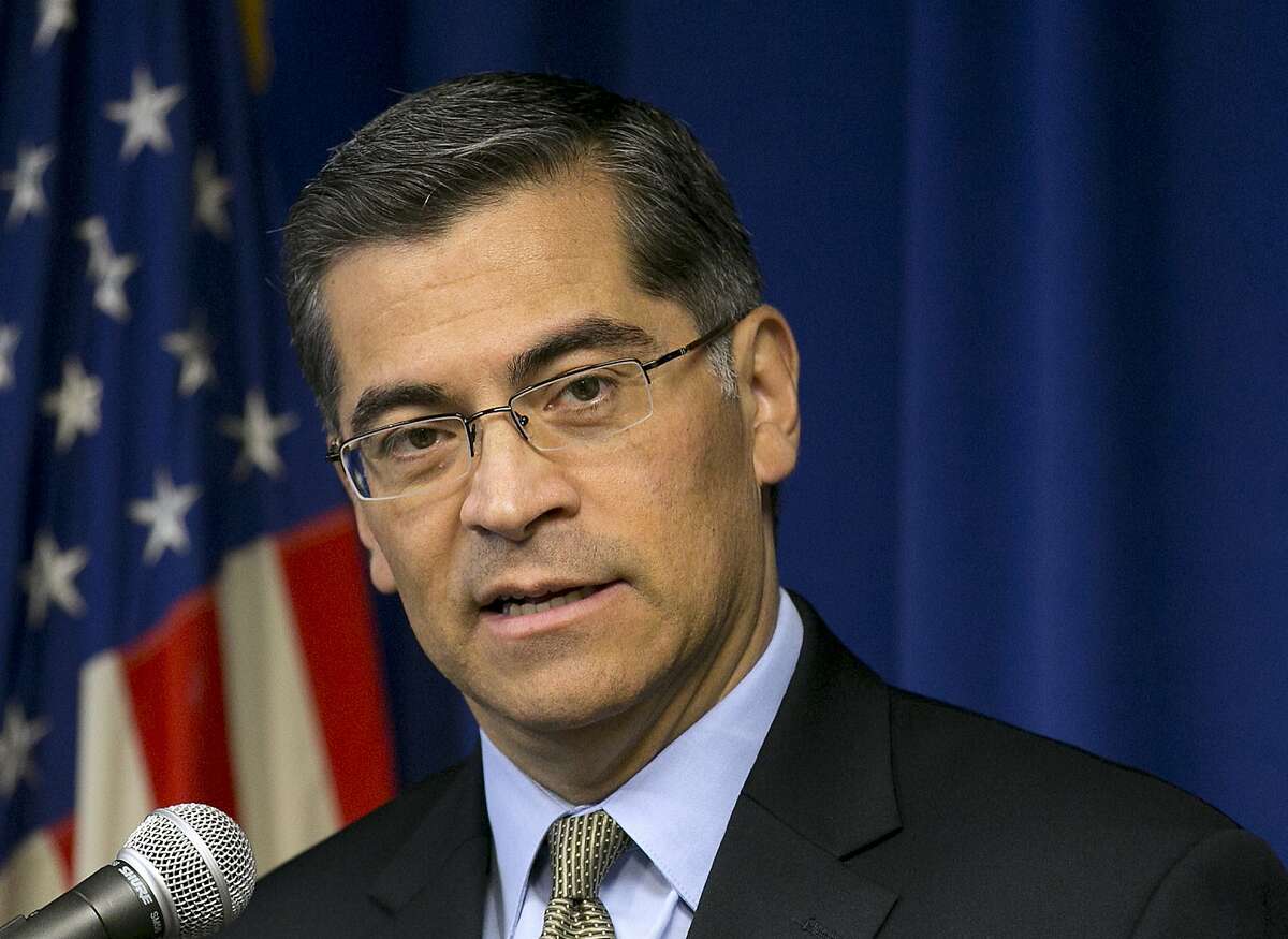 California Attorney General Xavier Becerra discusses the lawsuit he has brought against the Trump administration for rolling back a fracking rule during a news conference in Sacramento, Calif. The suit challenges the federal Bureau of Land Managements rollback of the rule that requires drilling companies to disclose what chemicals they've used for fracking. (AP Photo/Rich Pedroncelli)