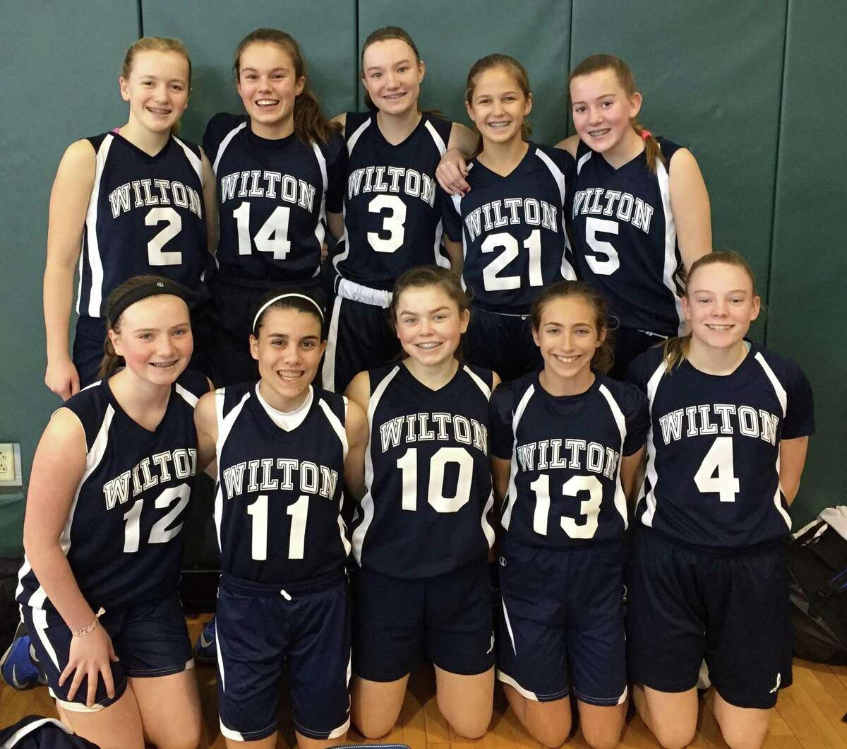The Wilton girls 8th grade team was victorious last weekend. Team members include top row, from left, Ellie Coffey, Bella Andjelkovic, Ellie Copley, Morgan Lebek, and Erynn Floyd, and bottom row, from left, Katie Umphred, Olivia Rossi, Grace Williams, Leah Martins, and Catherine Dineen.