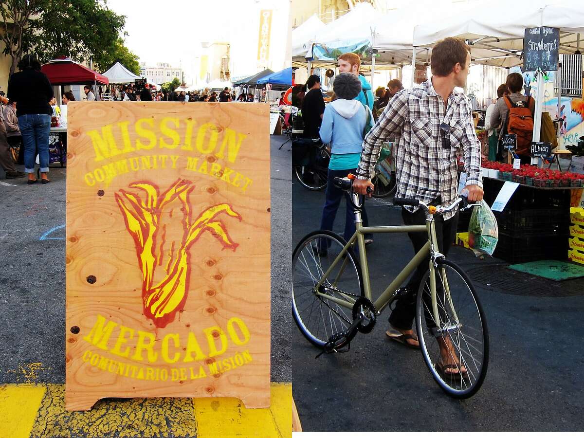 The Mission Community Market opens up one block of Bartlett Street each week.