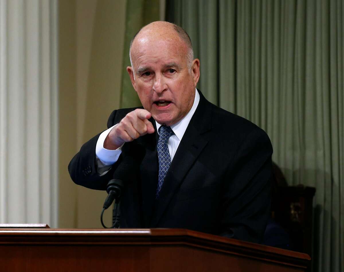 Gov. Jerry Brown delivers his final State of the State address in Sacramento, Calif. on Thursday, Jan. 25, 2018.