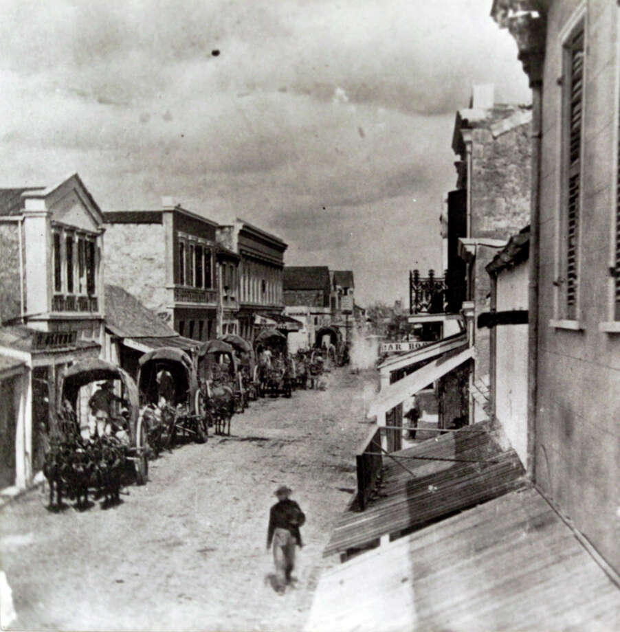 From The San Antonio Light Archives Express News Mule Drawn Freighter S Cart Outside Limestone Commercial Building On Commerce Street San Antonio Texas