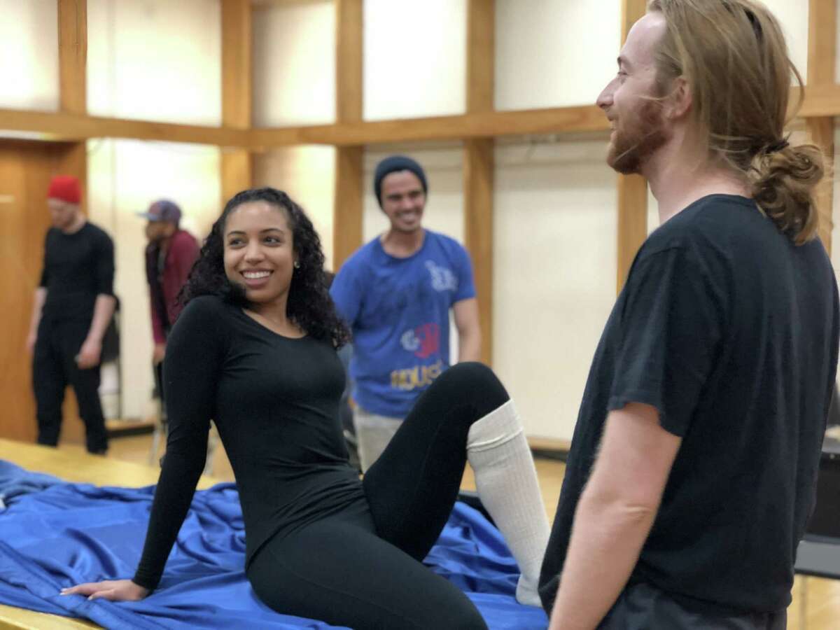 Courtney Jamison and Benjamin Anderson rehearse “Passion,” music and lyrics by Stephen Sondheim, for a Yale School of Drama production.