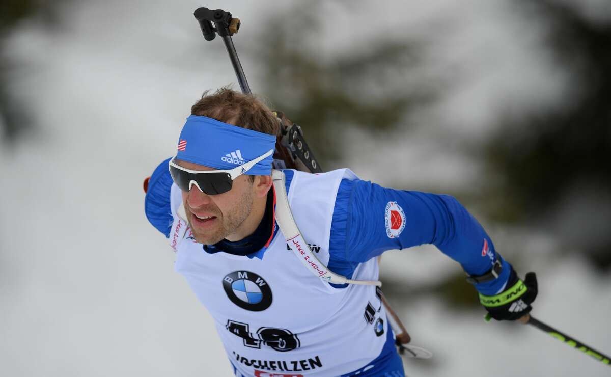 Biathlon (five men's events, five women's events, one mixed relay): Countries can have as many as 12 or as few as four athletes, depending on how their nations rank worldwide, evenly divided between males and females. The U.S. will have 10. As in alpine skiing, although biathlon is not governed by the FIS, competitors qualify by gaining points through international competitions. An average is applied, and a minimum must be met. No U.S. trials were held. Pictured: At 36, Lowell Bailey of the USA will be competing in his fourth Winter Games. He was eighth in the individual event in Sochi.