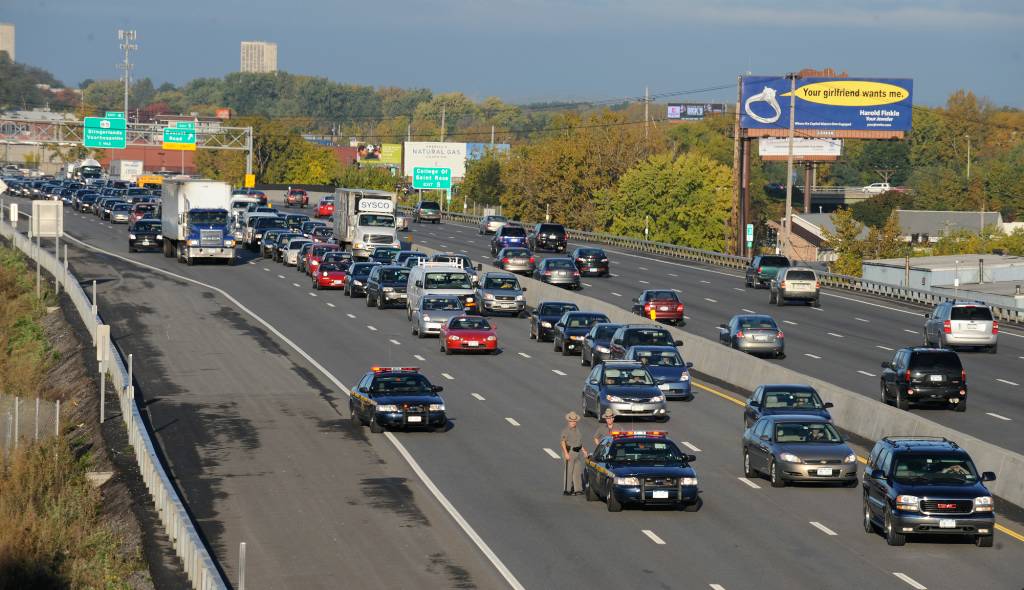 Traffic clogged on I-90, backing up on secondary roads