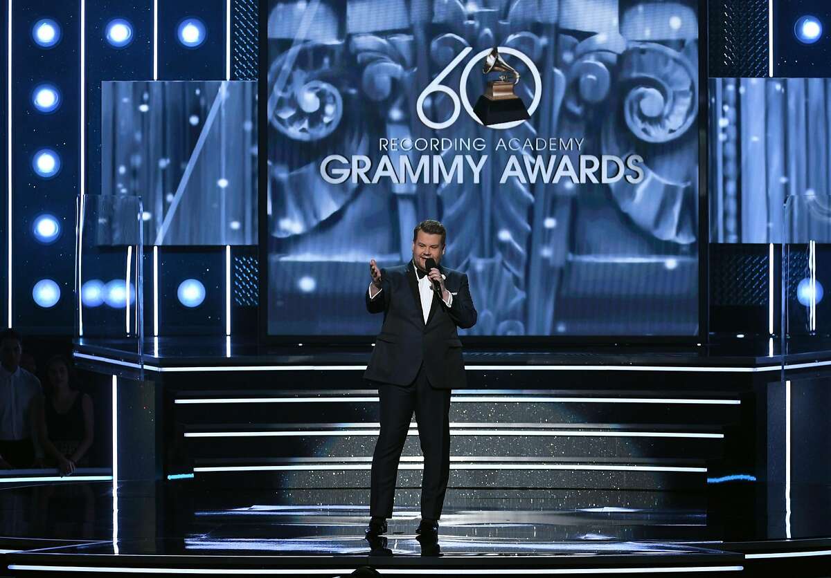 NEW YORK, NY - JANUARY 28: Host James Corden speaks onstage during the 60th Annual GRAMMY Awards at Madison Square Garden on January 28, 2018 in New York City. (Photo by Kevin Winter/Getty Images for NARAS)
