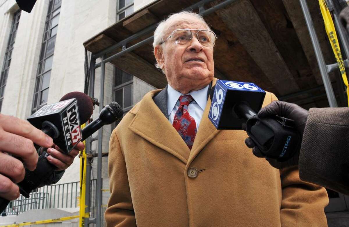 Former Teamster leader Howard "Whitey" Bennett leaves U.S. District Court after testgifying in the trial of former state Sen. Joseph L. Bruno in Albany Thursday November 5, 2009. (John Carl D'Annibale / Times Union)