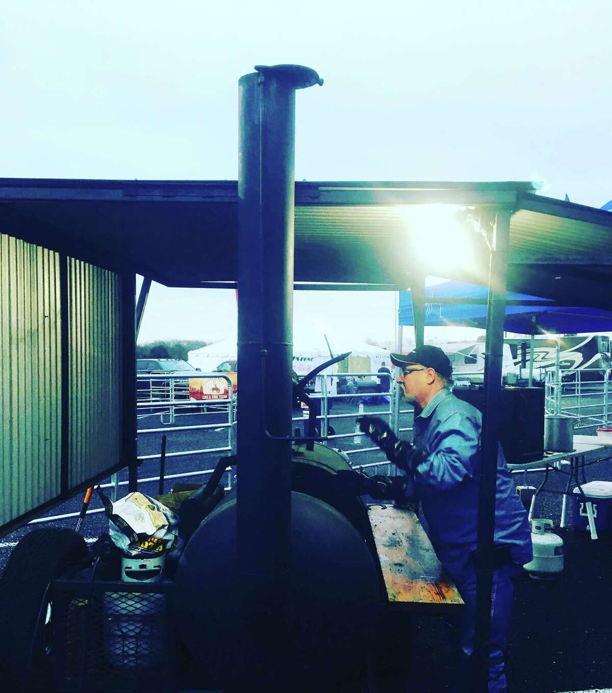 Ralph Schmidt, of the Cibolo Creek BBQ Team, keeps a close eye on the internal temperature of his briskets at the San Antonio Stock Show & Rodeo Bar-B-Que Cook-Off & Festival.