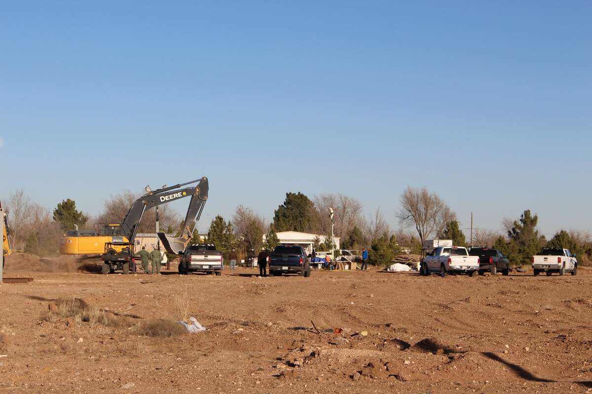 Heavy machinery are on scene at the 5000 block of West County Road 116 where skeletal remains were discovered.