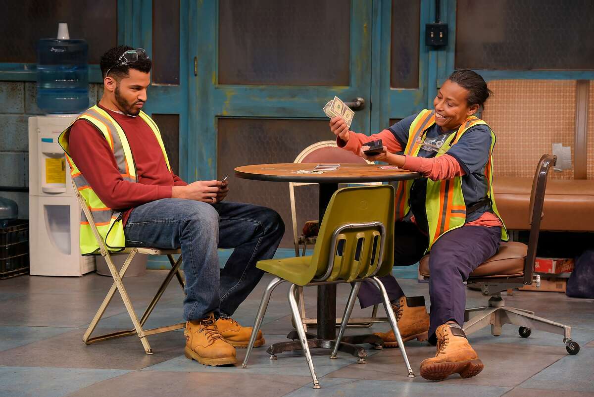 From left:�Dez (Christian Thompson) and Faye (Margo Hall) in "Skeleton Crew," coproduced by Marin Theatre Company and TheatreWorks.