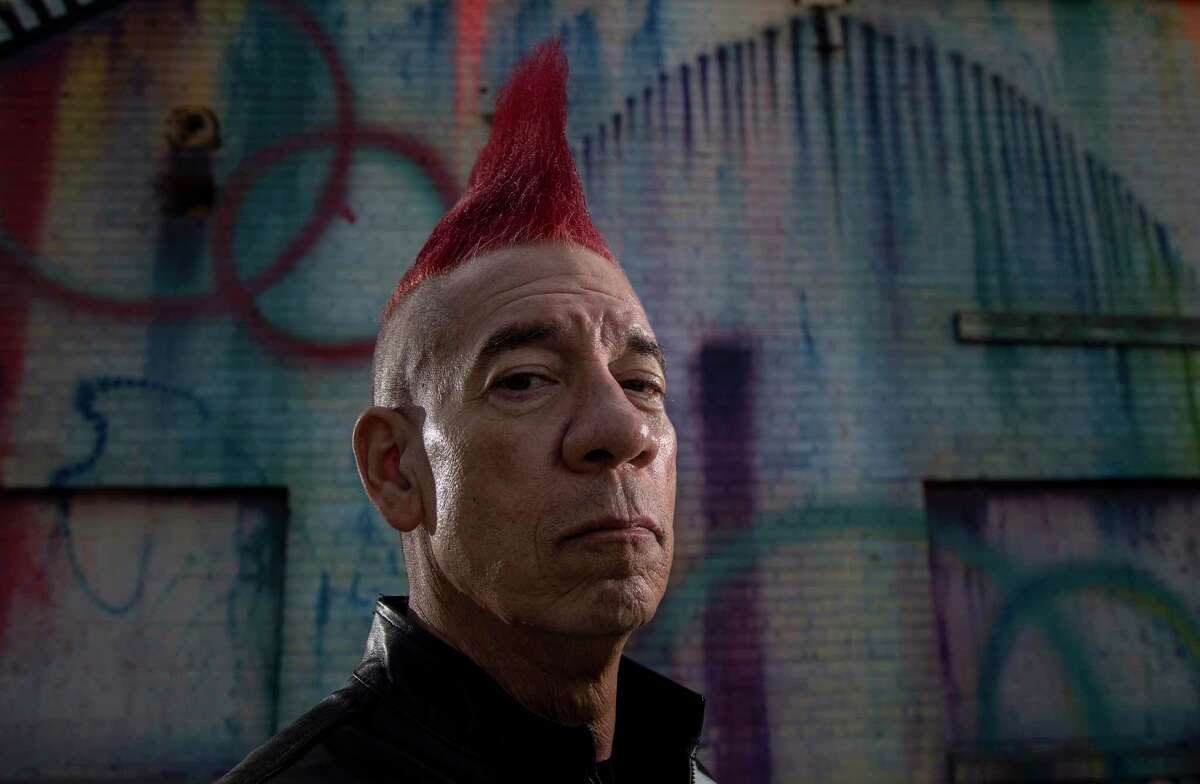 Christian Kidd, who has played with the Houston-based punk band "The Hates" for over 40 years, poses for a portrait near downtown, Tuesday, Jan. 23, 2018, in Houston. In 2017, Kidd was diagnosed with a cancerous growth on his tongue. After a year of treatment he is healthy and planning to return to the stage. ( Jon Shapley / Houston Chronicle )