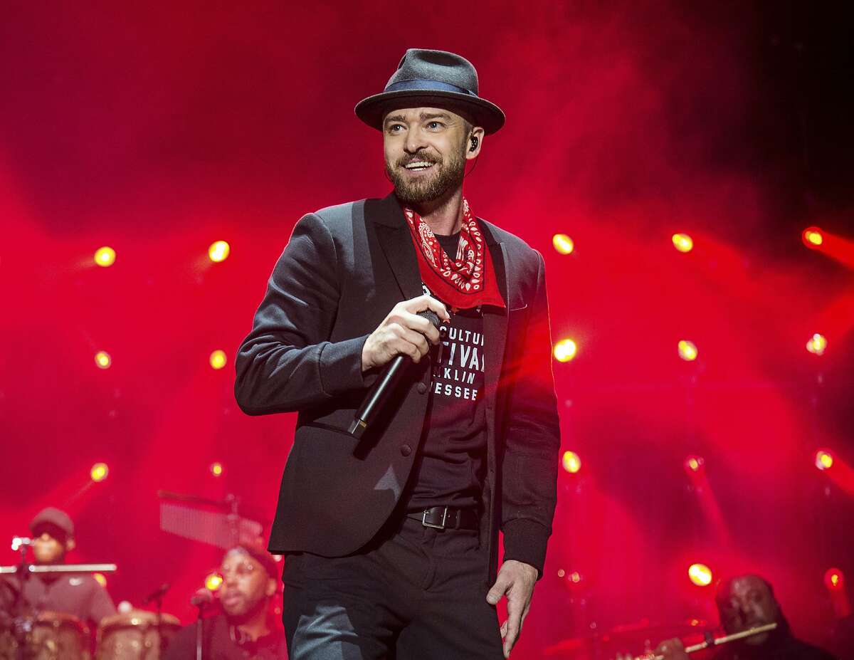 FILE - In this Sept. 23, 2017 file photo, Justin Timberlake performs at the Pilgrimage Music and Cultural Festival in Franklin, Tenn. Timberlake previewed his new album �Man of the Woods� Tuesday, Jan. 16, 2018, at a venue that was decorated with bushes and trees, and served ants coated in black garlic and rose oil and grasshoppers, showcasing the album�s theme. Timberlake, who will headline next month�s Super Bowl halftime show, worked again with his mega-producer Timbaland on the album. First single and album opener, �Filthy,� debuted at No. 9 on the Billboard Hot 100 chart this week. (Photo by Amy Harris/Invision/AP, File)
