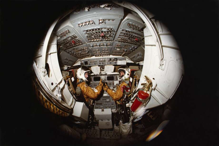 NASA astronauts John Watts Young (left) and Robert Laurel Crippen, the crew of the STS-1 mission on the space shuttle 'Columbia' (NASA Orbiter Vehicle OV-102), give a thumbs up from the cockpit of the shuttle at the Kennedy Space Center on Merritt Island, Florida, 20th October 1980. Photo: Space Frontiers/Getty Images